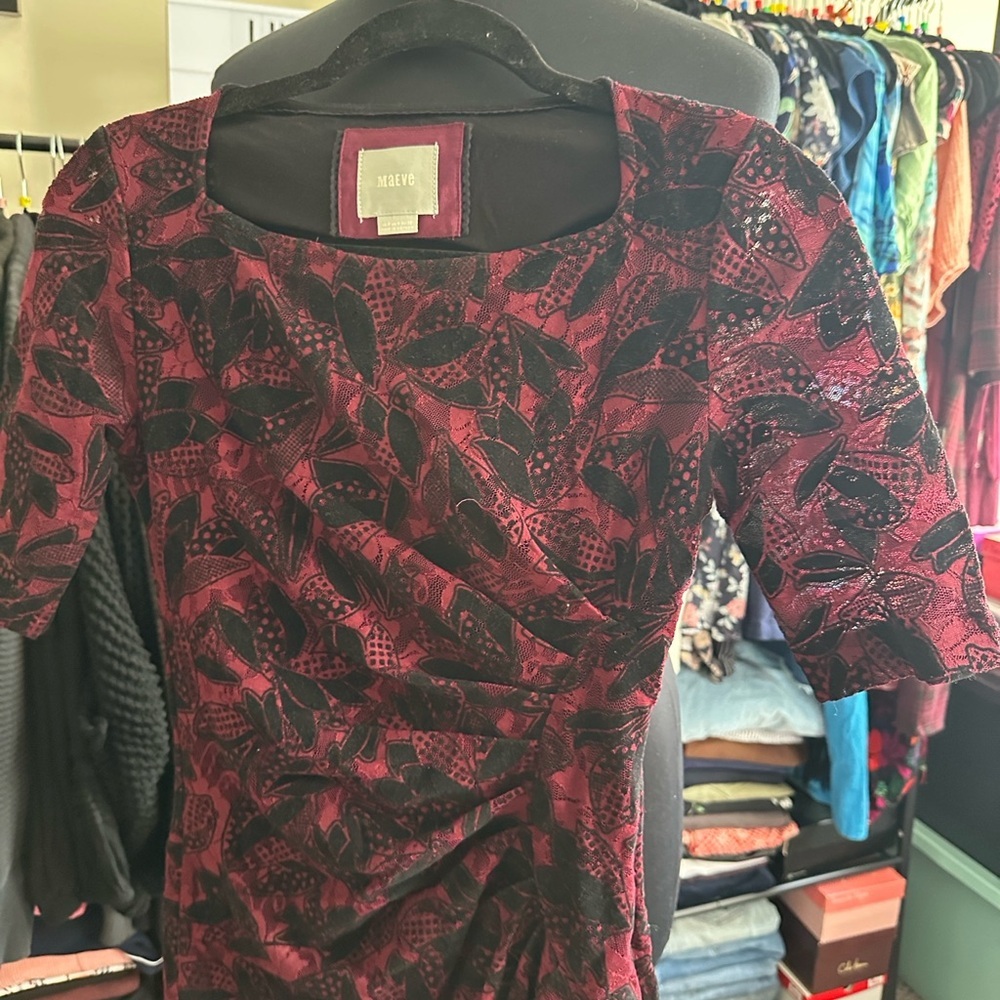 Maeve Black and Red/pink Dress eyelet dress size 0 - Picture 5 of 11